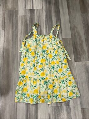 HYFVE Lemon Print Babydoll Mini Dress with Tie Straps